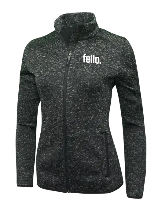 Black Heather Womens Sweater Fleece Jacket w/Fello. Logo