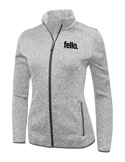 Grey Heather Womens Sweater Fleece Jacket w/Fello. Logo