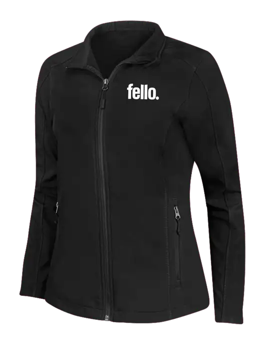 Black Womens Core Soft Shell Jacket w/Fello. Logo