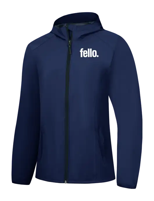Womens Navy Essential Rain Jacket w/Fello. Logo