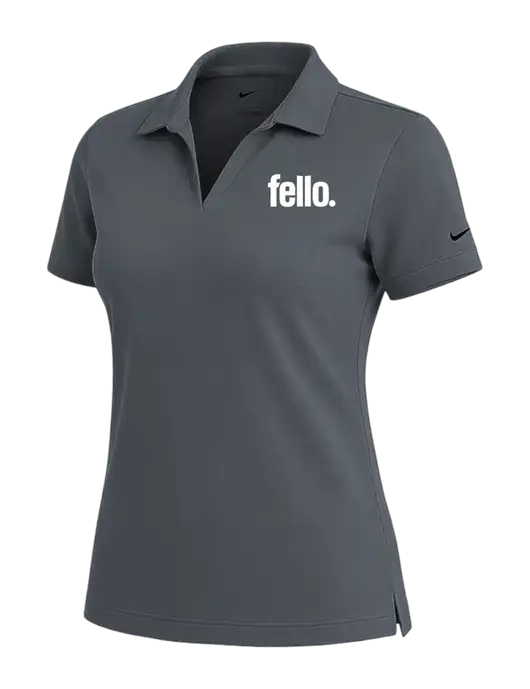 NIKE Dark Grey Womens Dri-Fit Micro Pique Polo w/Fello. Logo