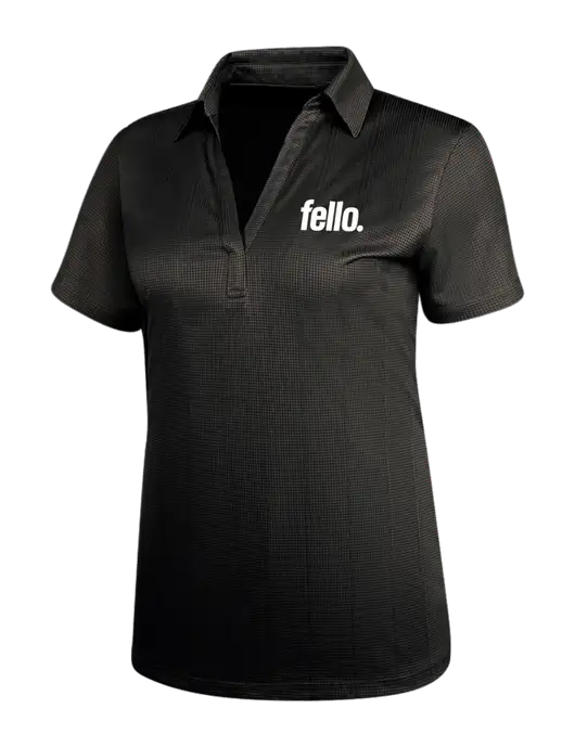 Black Womens Performance Fine Jacquard Polo w/Fello. Logo