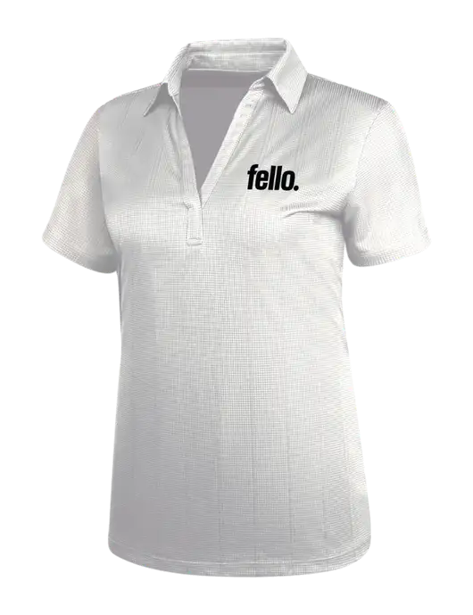 White Womens Performance Fine Jacquard Polo w/Fello. Logo