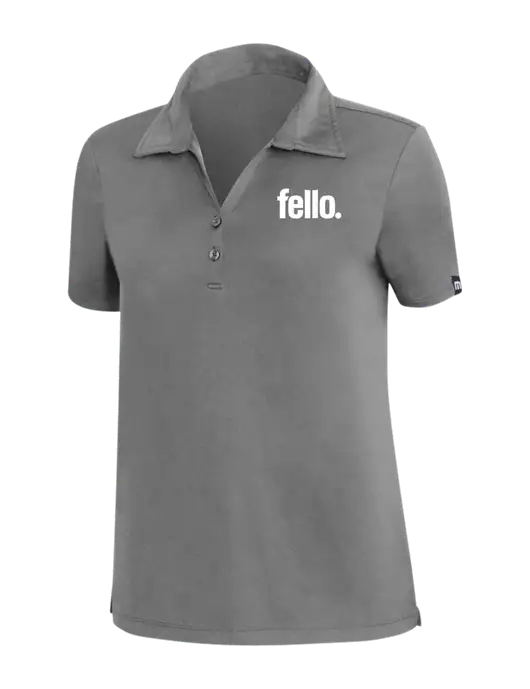 TravisMathew Med Dark Grey Womens Coto Performance Polo w/Fello. Logo