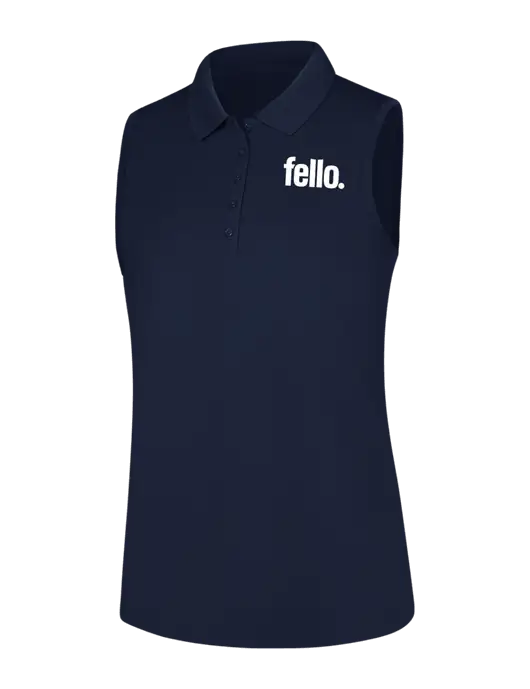 Womens Navy Dry Zone UV Micro-Mesh Sleeveless Polo w/Fello. Logo