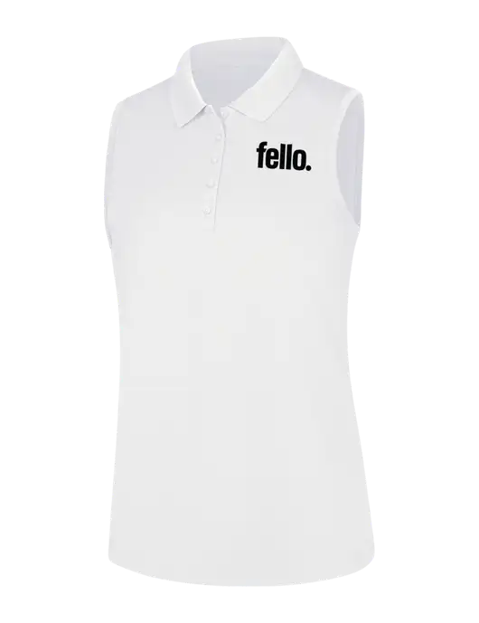 Womens White Dry Zone UV Micro-Mesh Sleeveless Polo w/Fello. Logo