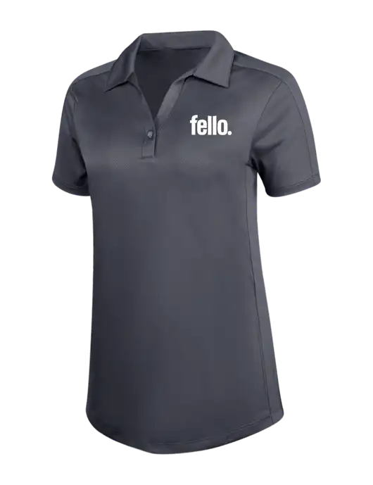 Womens Dark Grey Diamond Jacquard Polo w/Fello. Logo