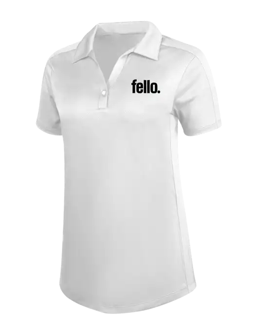 Womens White Diamond Jacquard Polo w/Fello. Logo