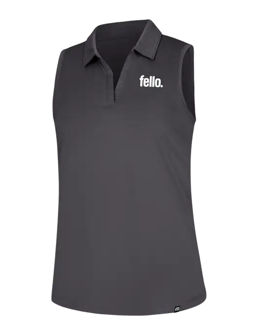 TravisMathew Womens Dark Medium Grey Coto Performance Sleeveless Polo w/Fello. Logo