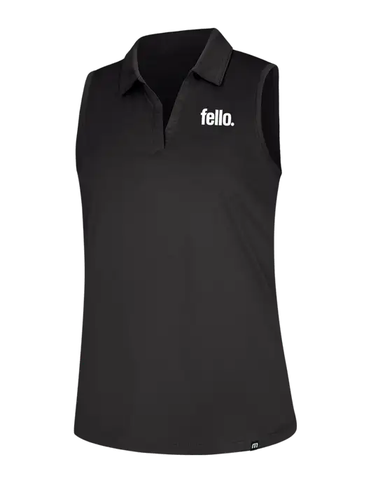TravisMathew Womens Black Coto Performance Sleeveless Polo w/Fello. Logo