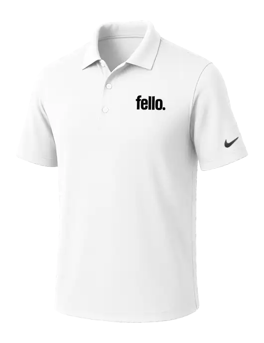 NIKE White Dri-Fit Micro Pique Polo w/Fello. Logo