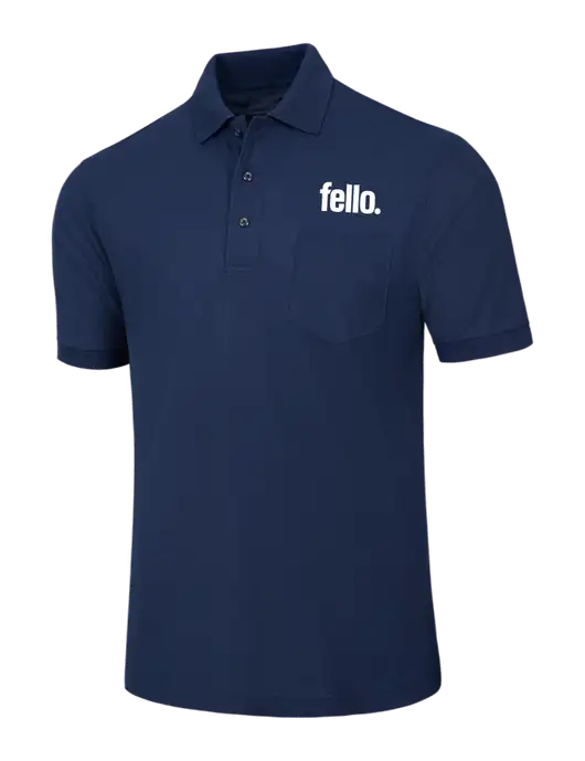 Navy Silk Touch Polo with Pocket w/Fello. Logo