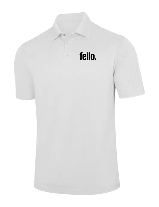 White Performance Fine Jacquard Polo w/Fello. Logo