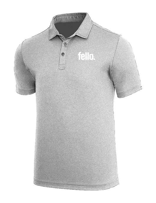 TravisMathew Medium Grey Heather Coto Performance Polo w/Fello. Logo