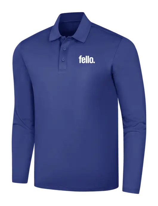 Dark Royal Silk Touch Performance Long Sleeve Polo w/Fello. Logo