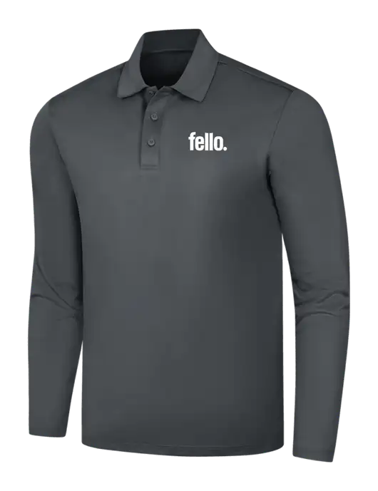 Dark Grey Silk Touch Performance Long Sleeve Polo w/Fello. Logo