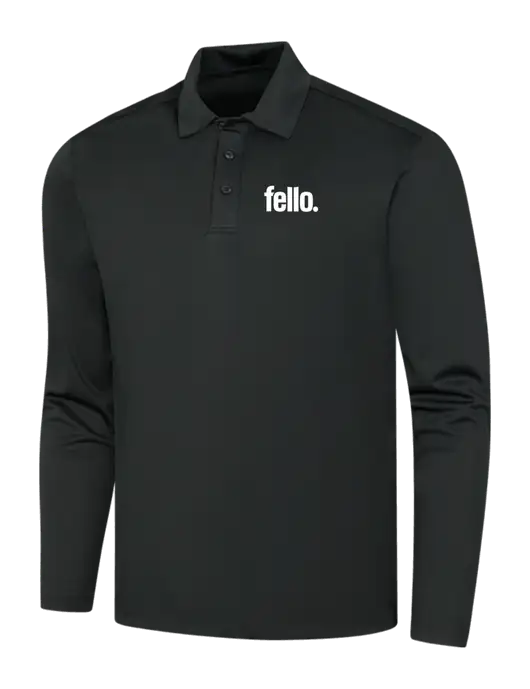 Black Silk Touch Performance Long Sleeve Polo w/Fello. Logo
