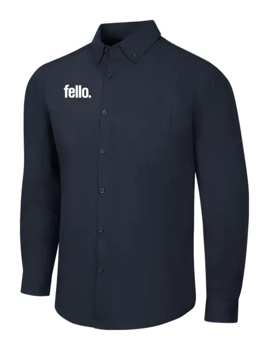 Navy Long Sleeve Carefree Poplin Shirt w/Fello. Logo