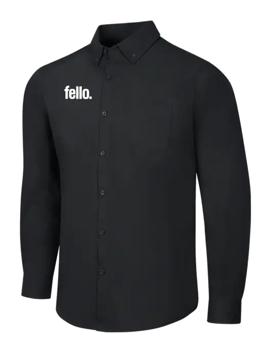 Black Long Sleeve Carefree Poplin Shirt w/Fello. Logo