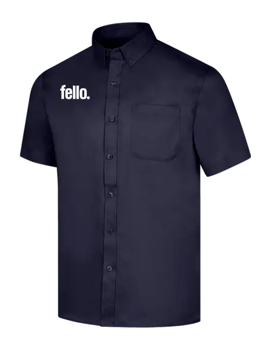 Short Sleeve Navy Superpro React Twill Shirt w/Fello. Logo