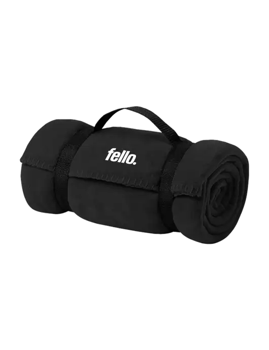 Casual Black Fleece Blanket With Strap w/Fello. Logo