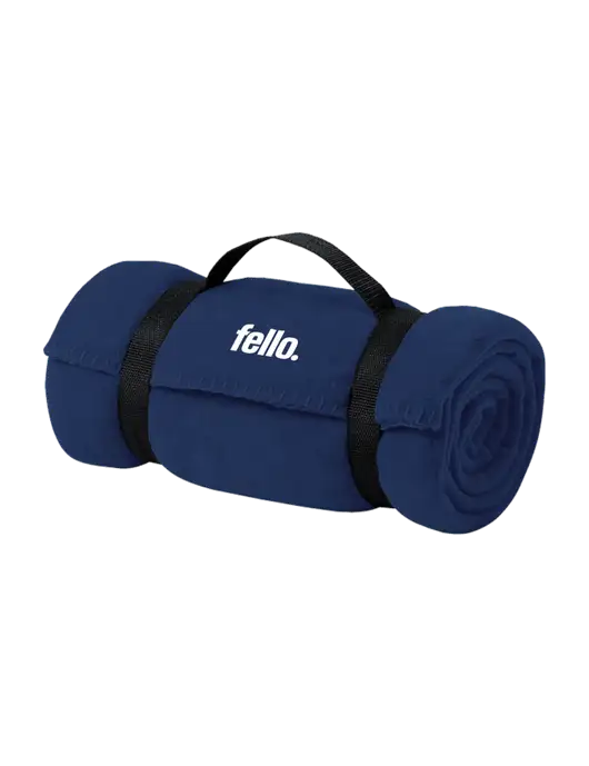 Casual Navy Fleece Blanket With Strap  w/Fello. Logo