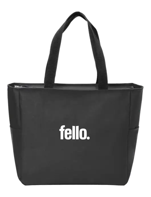 Everyday Black Zip Tote  w/Fello. Logo