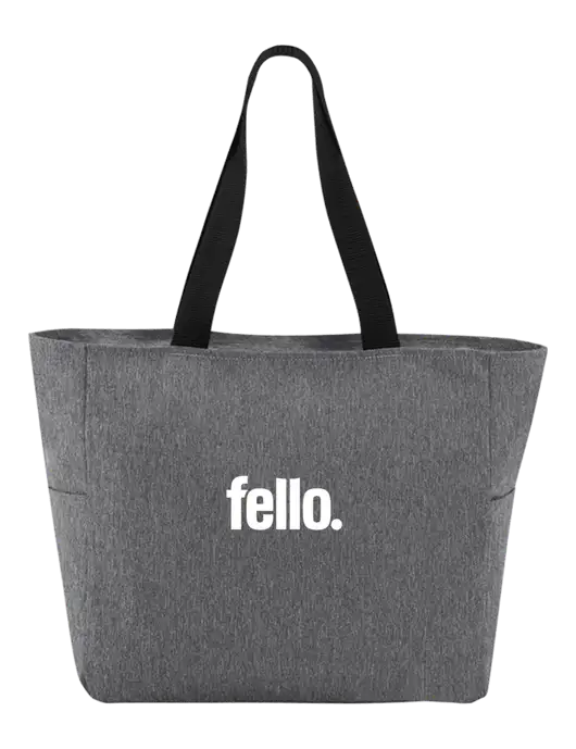 Everyday Heather Grey Zip Tote  w/Fello. Logo