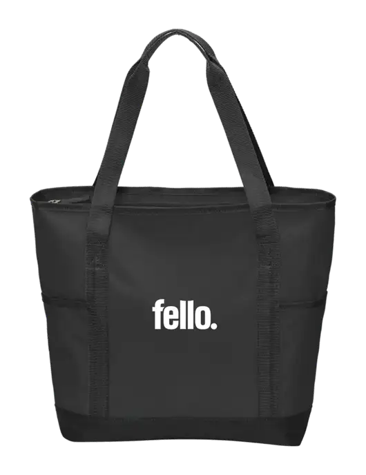 On the Go Black/Black Tote w/Fello. Logo