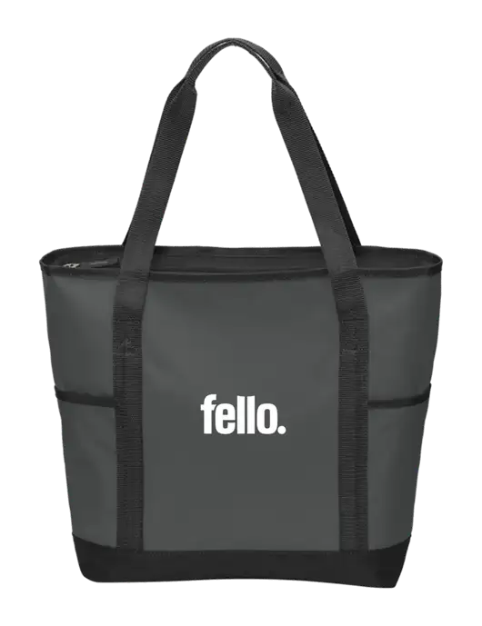 On the Go Charcoal/Black Tote  w/Fello. Logo