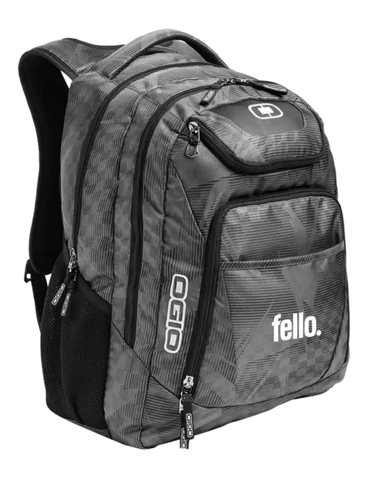 OGIO Race Day Silver Excelsior Laptop Backpack w/Fello. Logo