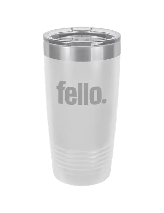 Polar Camel 20 oz Powder Coated White Vacuum Insulated Tumbler  w/Fello. Logo