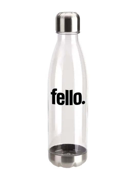 Bayside Tritan Clear 25 oz Bottle with Stainless Base and Cap w/Fello. Logo