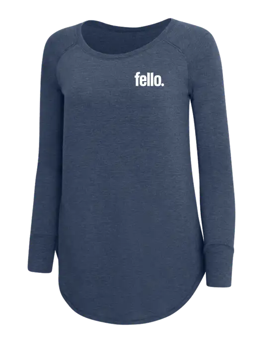 Womens Perfect Wide Collar Tunic Tri-Blend Navy Frost 4.5 oz T-Shirt w/Fello. Logo