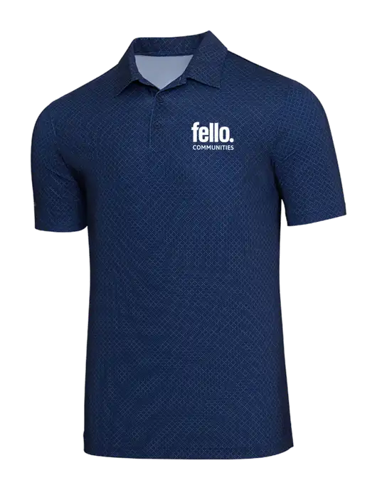 Adidas Navy Blue Diamond Dot Print Polo w/Fello Communities Logo