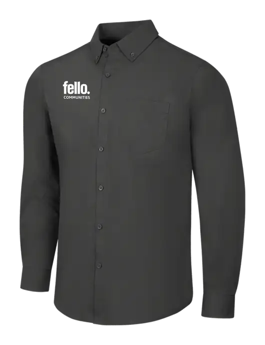 Dark Grey Long Sleeve Carefree Poplin Shirt w/Fello Communities Logo