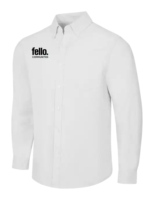 White SuperPro Oxford Shirt w/Fello Communities Logo