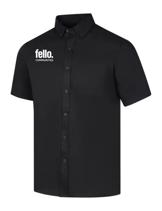 Short Sleeve Deep Black Superpro React Twill Shirt w/Fello Communities Logo
