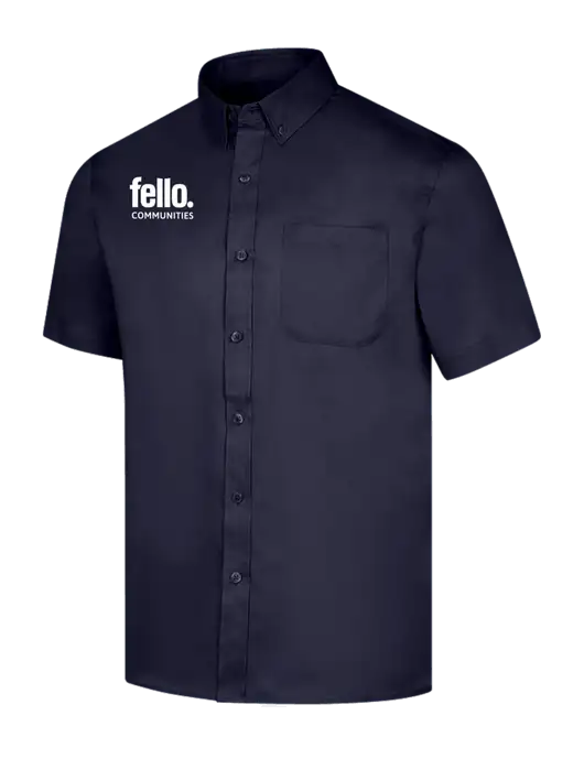 Short Sleeve Navy Superpro React Twill Shirt w/Fello Communities Logo