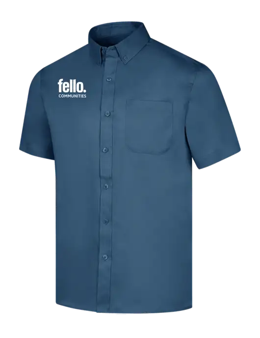 Short Sleeve Light Navy Superpro React Twill Shirt w/Fello Communities Logo