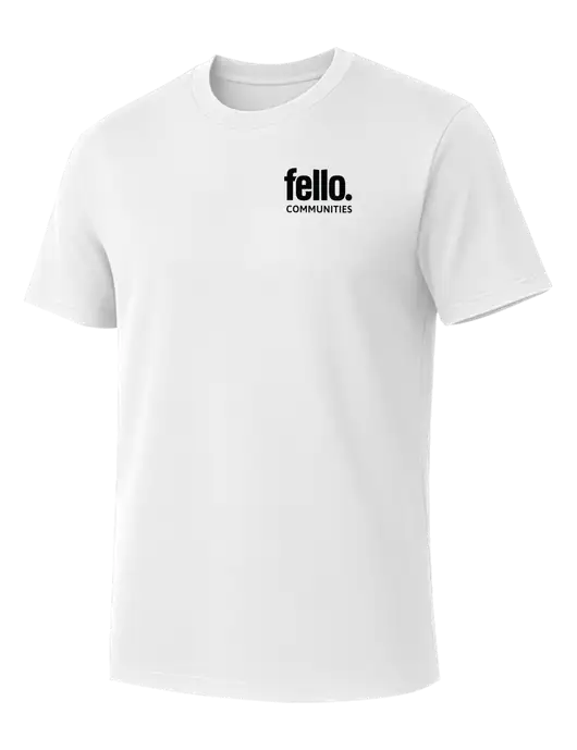 Allmade Bright White Organic Cotton Tee w/Fello Communities Logo