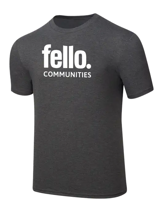 Simply Soft Heathered Charcoal 4.5oz  Poly/Combed Ring Spun Cotton T-Shirt w/Fello Communities Logo