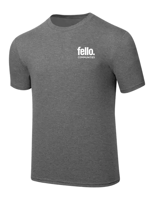 Simply Soft Heathered Medium Grey 4.5oz  Poly/Combed Ring Spun Cotton T-Shirt w/Fello Communities Logo
