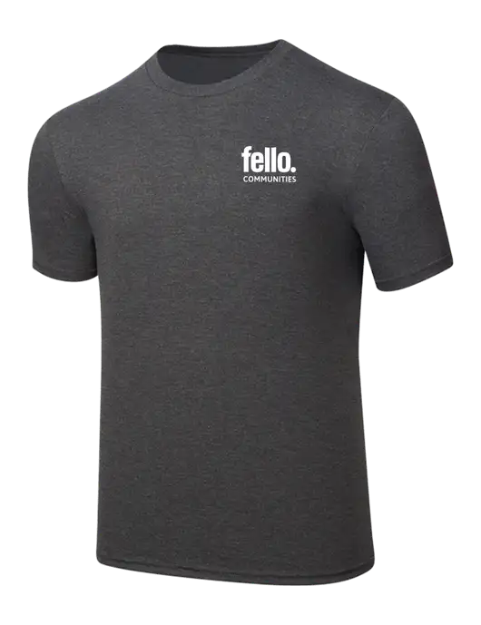Simply Soft Heathered Charcoal 4.5oz  Poly/Combed Ring Spun Cotton T-Shirt w/Fello Communities Logo