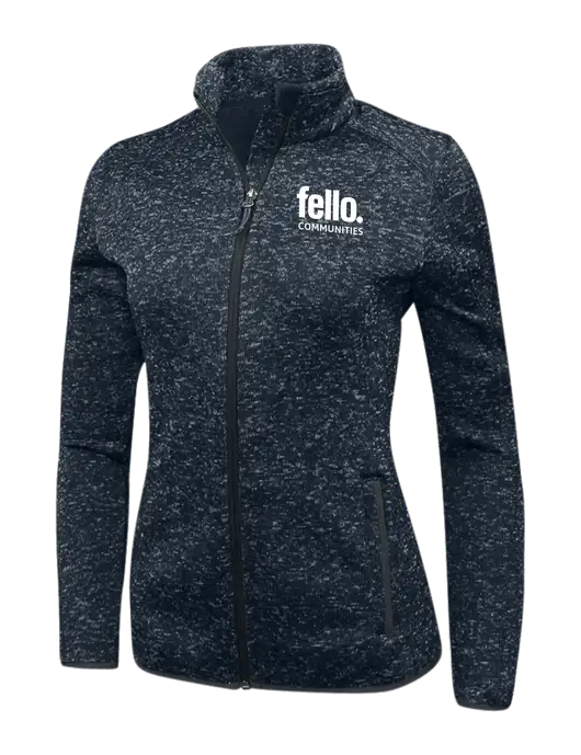 Navy Heather Womens Sweater Fleece Jacket w/Fello Communities Logo