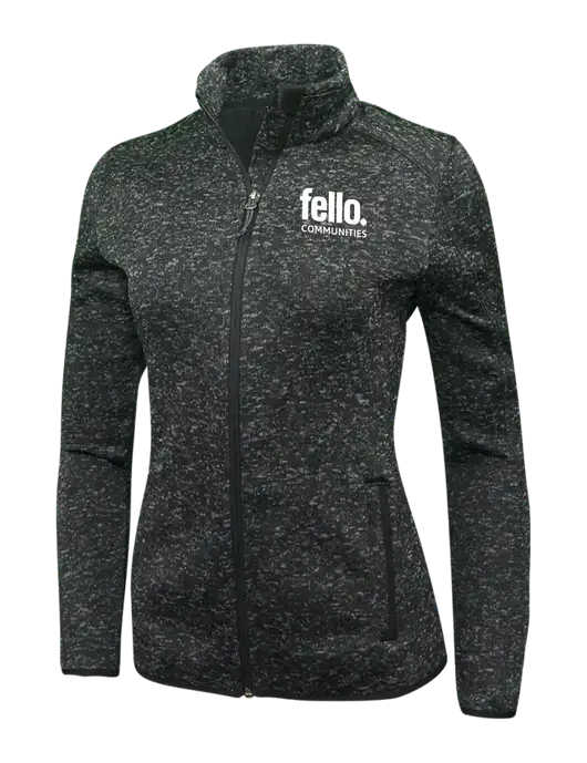 Black Heather Womens Sweater Fleece Jacket w/Fello Communities Logo
