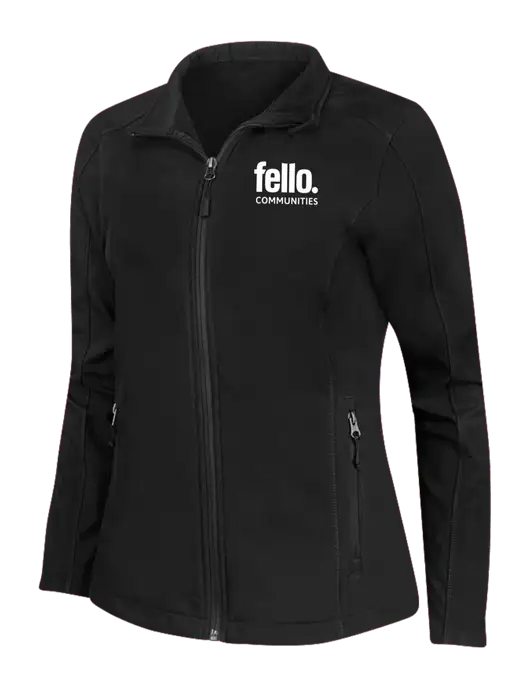 Black Womens Core Soft Shell Jacket w/Fello Communities Logo
