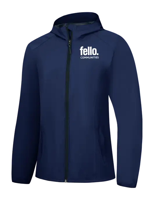 Womens Navy Essential Rain Jacket w/Fello Communities Logo
