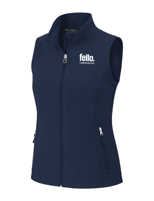 Navy Womens Core Soft Shell Vest w/Fello Communities Logo