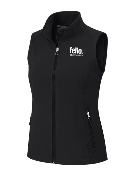 Black Womens Core Soft Shell Vest w/Fello Communities Logo